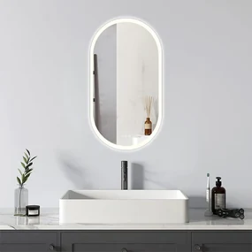 Oglindă baie, Multifuncțională, Iluminare LED Touch, Intensitate reglabila, Sistem Dezaburire, 50x70 cm