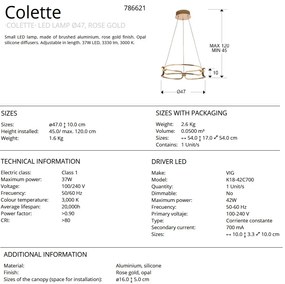 Lustra LED suspendata design ultra-modern 47cm Colette auriu roze