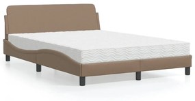 3208401 vidaXL Pat cu saltea, cappuccino, 140x190cm piele ecologică