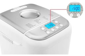 Masina de facut paine Crown CBM-6511, 600W, 1L, 19 programe, Timer, Afisaj LCD, Memorie, Alb