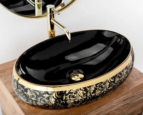 Lavoar Margot ceramica sanitara negru/auriu – 52 cm