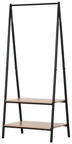 HOMCOM Suport pentru haine, suport pentru pantofi și accesorii de stil contemporan în formă triunghiulară dim. 64L x 43l x 149H cm 2 rafturi MDF lemn deschis oțel negru | Aosom Romania