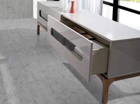 Comoda TV design modern cu iluminare interioara Gray and Walnut