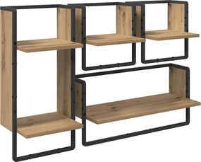 vidaXL Set rafturi de perete 4 pcs Stejar Artizanal 65 x 25 x 30 cm