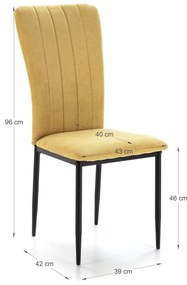 Scaune de dining galben-muștar 4 buc. Holly – Marckeric