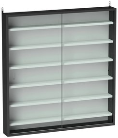 HOMCOM Dulap Tip Vitrină de Expoziție cu Rafturi Reglabile, Montată pe Perete, Negru | Aosom Romania