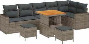 vidaXL Set de canapele pentru grădină cu pernă 11 pcs Gri poliratan