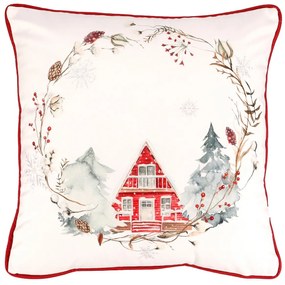 Pernă cu motiv de Crăciun din catifea, 45 x 45 cm