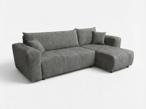 Canapea colt extensibila SORELA gri inchis, cu colt bilateral + 2 perne CADOU