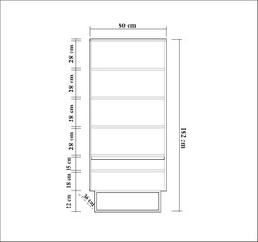 Biblioteca Rea, Nuc, 80x182x36 cm