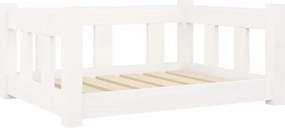 vidaXL Pat pentru câini, alb, 65,5x50,5x28 cm, lemn masiv de pin