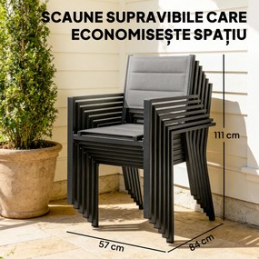 Outsunny masă pentru grădină cu scaune, set masă și scaune pentru grădină, masă și scaune pentru exterior, set de dining pentru grădină, masă extensibilă pentru exterior, set masă și scaune din aluminiu | Aosom Romania