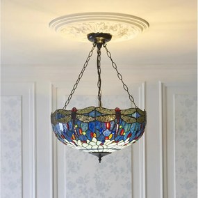 Endon 112250 - Lustru suspendat pe lanț Tiffany DRAGONFLY 3xE27/60W/230V, diam. 50 cm