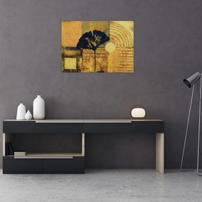Tablou pe sticlă - Frunza ginkgo (70x50 cm)