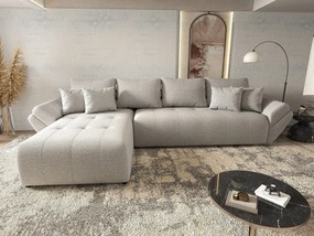 Colțar extensibil dumonde cu ladă de depozitare si sezut confortabil din spuma high-density, Berlin XL Euphoria Dove 350x185 cm