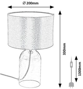 Lampa de masa sticla fumurie abajur gri Luxin