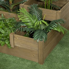 Outsunny grădină în trepte cu 4 recipiente pentru plante, rezistentă la intemperii, lemn masiv, 122x122x51 cm, natural | Aosom Romania