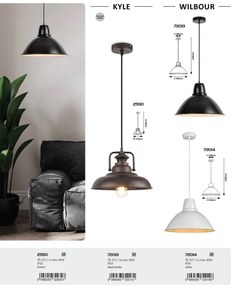 Lustra, Pendul design industrial Wilbour alb