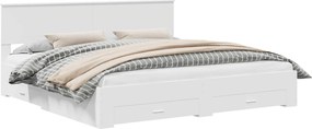 vidaXL Cadru de pat cu headboard Alb 200 x 200 cm Lemn compozit