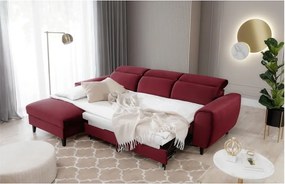 Colțar roșu extensibil/cu spațiu de depozitare cu tapițerie din catifea (cu colț pe partea stângă/cu șezlong) Foble – ELTAP