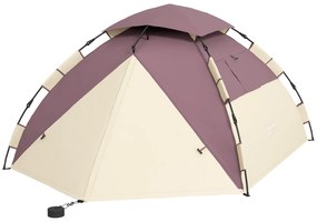 Outsunny Cort Camping 2 Locuri cu 2 Ferestre și Cârlig Interior, Cort Camping din Poliester și Fibră de Sticlă, 225x190x130 cm, Kaki | Aosom Romania