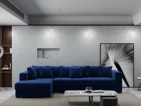Colțar extensibil dumonde cu ladă de depozitare si sezut confortabil din spuma high-density, Gloria Royal Blue 320x183 cm