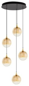 Lustra moderna cu 5 pendule LED, Metal, Sticla, Champaign, ORENDA