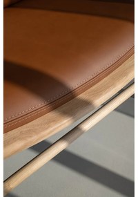 Fotoliu cu construcție din lemn de stejar Gazzda Dedo, albastru - gri