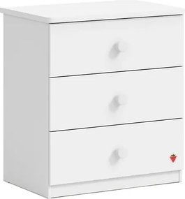 Comoda Line cu 3 sertare pentru camera copii,   Design modern, colectia Varia White