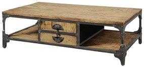 Masuta de cafea dreptunghiulara din lemn cu spatiu de depozitare 135x75x45 cm maro