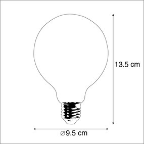 Set de 5 becuri LED cu filament E27 reglabile G95 auriu 5W 380lm 2200K