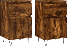 vidaXL Servante, 2 buc., stejar fumuriu, 40x35x70 cm, lemn prelucrat
