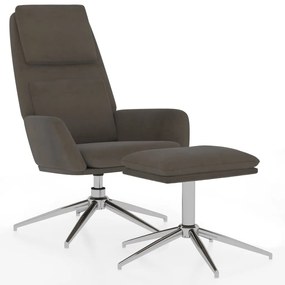 3097782 vidaXL Scaun de relaxare cu taburet, gri închis, microfibră