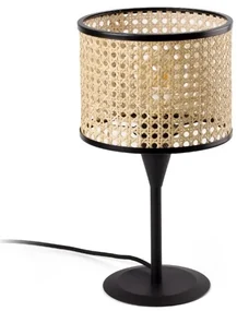Veioza / Lampa de masa moderna design natural MAMBO mini negru/ratan 64317-47
