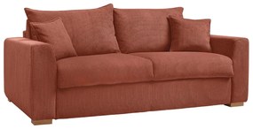 Canapea cărămizie extensibilă cu tapițerie din catifea reiată 225 cm Augustin – Bobochic Paris