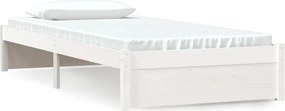 vidaXL Cadru de pat single, alb, 90x190 cm, lemn masiv