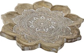 Tavă decorativă Indian mandala decape natural din lemn de mango cu structură din lemn, "Anvaya"