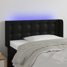 vidaXL Tăblie de pat cu LED, negru, 83x16x78/88 cm, piele ecologică