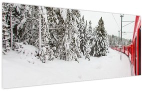 Tablou - Tren într-un peisaj înzăpezit (120x50 cm)