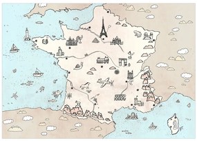Fototapet - Hartă a Franței pentru copii - Locuri interesante și atracții turistice