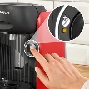 Espressor cu capsule Bosch Tassimo Finesse TAS16B3, 1400W, 3.3 bar, 0.7 litri, Autocuratare, T-Discs, Intellibrew, 70 bauturi, Rosu