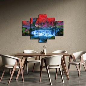 Tablou - Cascada în pădurea roșie (150x105 cm)