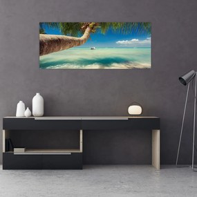 Tablou - Mare curată cu palmier (120x50 cm)