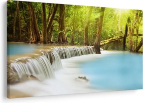 Tablou cu cascada Huai Mae Kamin în pădure (90x60 cm)