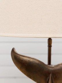 Lampă de masă cu bază din aluminiu și abajur din in, H58 cm, "Whale Tail"