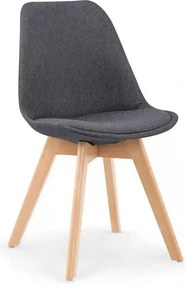 Scaun tapitat K303, gri inchis/negru, stofa/lemn, 48X54X83 CM