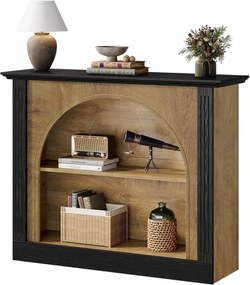 MAM24 - Masa Consola, 110 cm, masuta hol, living, dining, dormitor, Imitatie Semineu - Maro - Negru