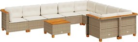 vidaXL Set canapele de grădină cu perne, 10 piese, bej, poliratan