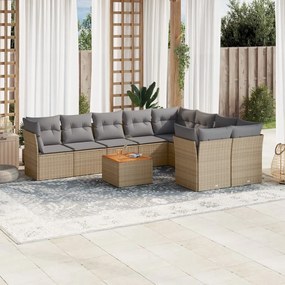 vidaXL Set canapele de grădină cu perne, 10 piese, bej, poliratan