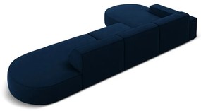 Colțar albastru cu tapițerie din catifea (cu șezlong pe partea stângă ) Jodie - Micadoni Home